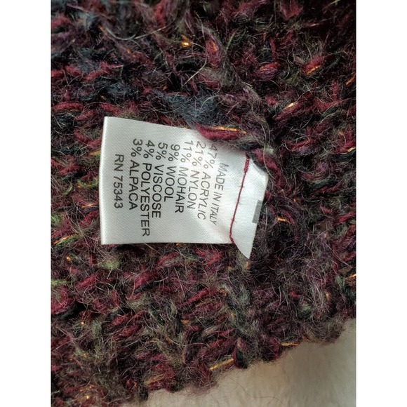 Elsamanda Knit Top Womens Large Burgundy Multi Metallic Alpaca Wool Short Sleeve - Picture 8 of 9